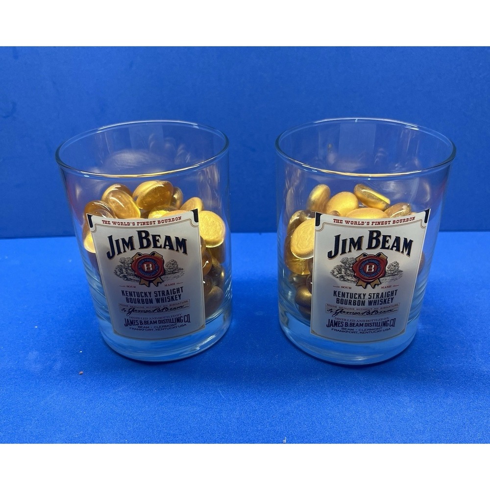Jim Beam Kentucky Straight Bourbon Whiskey Rocks Glasses; Set of 2